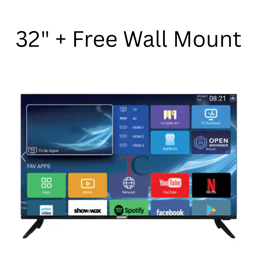 Vision Plus 32″ Smart Android Hd tv + Free Wall Mount
